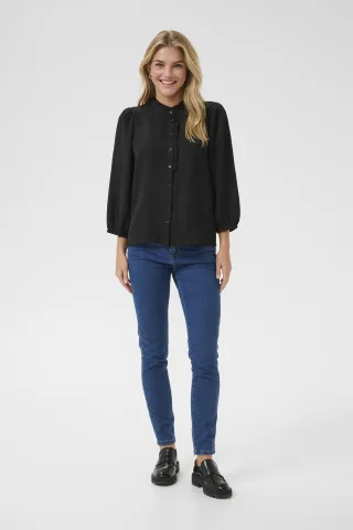 Langarm-Bluse Regular fit Black