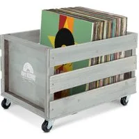 Stagecaptain Holzkiste SPK-100 "Emil" Schallplattenkiste, für bis zu 100 LPs - aus Vollholz im Retro-Design