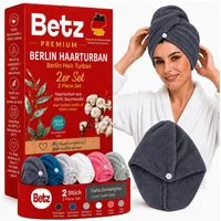 Betz Turban-Handtuch mit Knopf BERLIN Kopfhandtuch Haarturban, (2-St), mit Knopfverschluss