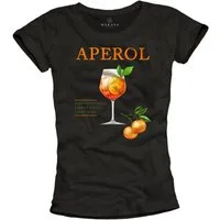 MAKAYA Print-Shirt Damen mit Aperol Spritz Gläser und Orangen Motiv Basic Sommer Top (Frauen, Kurzarmshirt) mit Druck