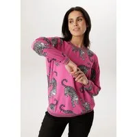 Aniston SELECTED Shirtbluse mit gestreiften Bündchen und Lepoarden-Druck allover