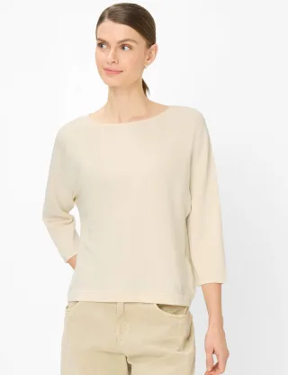 Brax Damen Pullover Style EMMA dark ecru, Beige, Gr. 34