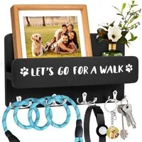 BlingBin Schlüsselbrett Bohrfreie Hundegarderobe mit Ablage und 8 Haken, (1 Stück, 1 St., 29 × 17 × 8 cm), Klebewandhalter für Hundeleinen für Flur, Eingang und Küche