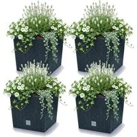 Prosperplast Blumentopf 4x Rato Low 26,6 cm (Set, 4 St), Rattanoptik, eckig