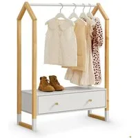 Juskys Kleiderständer Filla, Kleiderstange für Kinder, natürliches Design für das Kinderzimmer