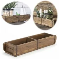 LS-LebenStil Kiste IB Laursen XL Holz Ziegelform 57cm Unika Braun 2-fach Aufbewahrungsbox (echte alte Backsteinform, 1 St., Original Unika - Rustikal - Holzbox Holzkiste Holzkasten Pflanzkübel), Ordnungsbox doppelt Allzweckkiste Aufbewahrungskiste