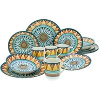 CreaTable Kombiservice Soleil (16-tlg), 4 Personen, Steingut, Sonnenmotiv