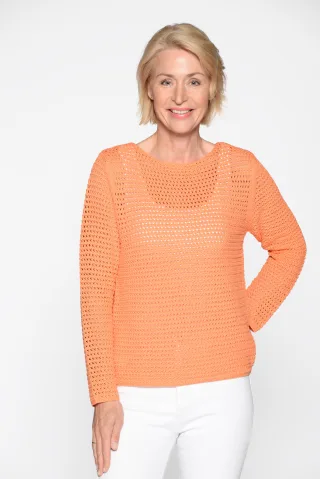 CLARINA - Rdh.-Pullover, 1/1 Arm, uni pfirsich - Gr. - 42