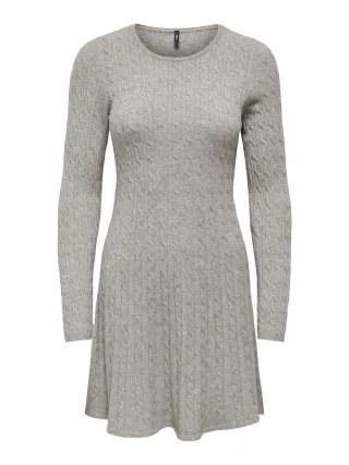 ONLY - ONLIBI LS O-NECK CABLE DRESS CC KNT Medium Grey Melange - Gr. - S