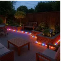 GLOBO LIGHTING LED Solarleuchte, LED-Leuchtmittel fest verbaut, Farbwechsel, Lichterkette Solar Solarlichterkette mit farbigen 50x LEDs Erdspieß