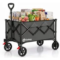 Sekey Bollerwagen Bollerwagen Faltbar Handwagen Belastbar bis 150kg Transportwagen, Zusammenfaltbar aus 4 Richtungen, mit verstellbarem Handgriff