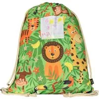 HECKBO Turnbeutel Mädchen Kinder Jungen Turnbeutel inkl. Sichtfenster für Bilder & Fotos - Dschungel - waschmaschinenfest - 40x32cm - Kindergarten - Rucksack, Tasche, Sporttasche Kinder, Sportbeutel
