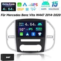 A-Sure 4+64GB Android 15 GPS Navi Carplay Für Mercedes Benz Vito W447 2014-20 Autoradio (Digitalradio (DAB), FM, AM, RDS, 1280*800 IPS Screen/8-Core CPU)