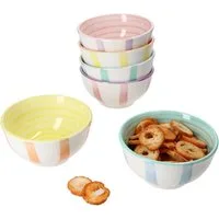 MamboCat Dipschale Beach Pastello Stripes 6er Set Snack- &Dip-Schälchen 12cm 220ml, Steingut
