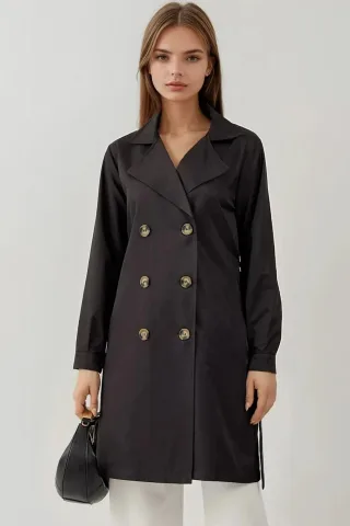 Doppelreiher Elastischer Trenchcoat