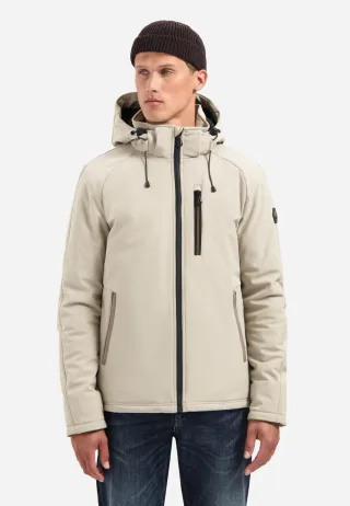 No Excess - Jacket Short Fit Hooded Softshell Stretch stone - Gr. - XXL