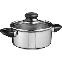 Spetebo Kochtopf Edelstahl Kochtopf mit Glasdeckel - 1,25 L, Edelstahl (Stück, 1-tlg., Topf), Universal Küchen Topf mit Griffen