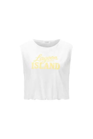 Rich & Royal - T-Shirt with elastic waist and print white - Gr. - L