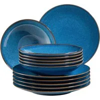 MÄSER Tafelservice Teller Set, Geschirr-Set Ossia (12-tlg), 6 Personen, Steinzeug, Vintage-Charakter, 12 Teile, für 6 Personen