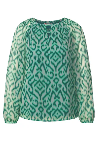 Street One - Gemusterte Chiffon-Bluse grün - Gr. - 34