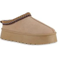 VAN HILL 840875 Hausschuh Damen Warm Gefütterte Pantoffeln Hausschuhe Bequeme Prints