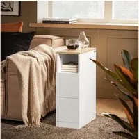 SoBuy Nachttisch FBT149, Nachtschrank mit 2 Schubladen und Ablage, 1/2er set, Beistelltisch Nachttisch schmal Sofatisch Nachtkommode Schlafzimmer