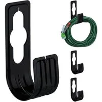 relaxdays Schlauchhalterung Schwarze Schlauchhalter im 4er Set, (4er Set)