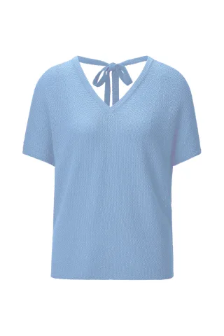 Rich & Royal - Crew Neck Shiny Yarn skyway blue - Gr. - XS