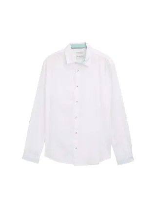 Tom Tailor - Regular Fit Hemd mit Leinenanteil white - Gr. - XXXL