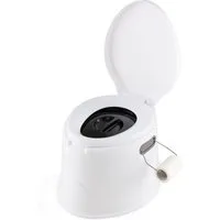COSTWAY Campingtoilette, tragbar, mit abnehmbarem Eimer, Papierhalter