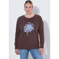 MIAMODA Sweatshirt Sweatshirt Loose Fit Blume mit Pailletten
