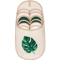 ONVAYA ABS Gästepantoffel, Monstera, 6er Set, Antirutsch Sohle Hausschuh