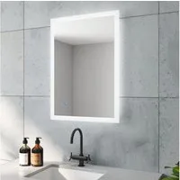 AQUABATOS LED-Lichtspiegel Led Spiegel Bad Badspiegel mit Beleuchtung 60x80 50x70cm, Kaltweiß 6400K, Touch Schalter, Dimmbar, Memory-Funktion, Antifog