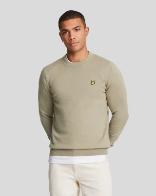Lyle & Scott Baumwolle Merino Rundhals-Pullover Grün