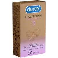 durex Kondome Hautnah Extra Feucht Packung mit, 10 St., ultra dünne Markenkondome mit Easy-On™-Passform