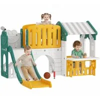 AIYAPLAY Rutsche Kinderrutsche mit Klettergerüst, Indoor und Outdoor, (Gartenrutsche, 1-tlg., Babyrutsche), für Kinder 1-4 Jahre, Gelb+Grün