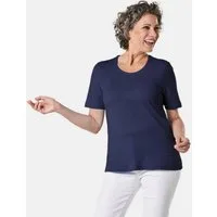 GOLDNER T-Shirt Basic Baumwollshirt mit kurzem Arm Rundhals-Shirt, hüftlang, aus reiner Baumwolle
