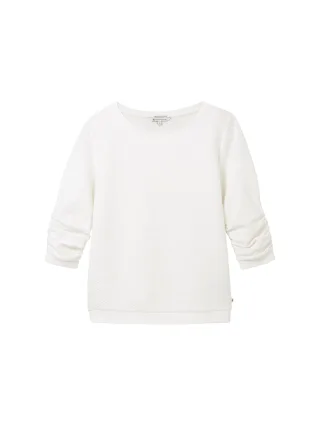 Denim Tom Tailor - Sweatshirt mit Raffungen off white - Gr. - XXL