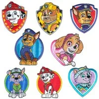 PAW PATROL Aufnäher Bügelbild, Aufbügler, Applikationen, Patches, Flicken, zum aufbügeln, Polyester, Paw Patrol © Set 8 Stück Chase Marshall Skye