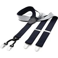DonDon Hosenträger DonDon® Herren Hosenträger breit 4 Clips mit Leder in Y-Form elastisch (1-St) Y-Form, verstellbar mit Clipverschluß, elastisch