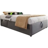BlingBin Einzelbett Polsterbett (1-tlg., Struraumbett Bettgestell mit USB- C und Vollflächiger Lattenrost), 90×200 cm, Ohne Kopfteil, Baumwolle