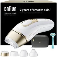 Braun IPL-Haarentferner Silk·expert Pro 5 PL5431 (Modell 2026) PL5262 (Modell 2025), pro Minute bis zu 125 Lichtimpulse, 3 Aufsätze, Aufbewahrungstasche, Venus Rasierer