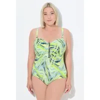 Ulla Popken Badeanzug Badeanzug Wellenmuster Softcups Zipper