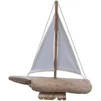 Deko-Impression Dekoobjekt Treibholz Segelboot Segelschiff auf Fuß. Maritimes Deko-Objekt 40cm (1 St)
