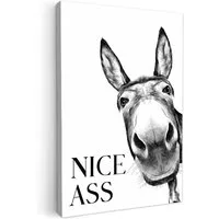 OneMillionCanvasses® Leinwandbild Zitat - Esel - Dieren - Nice ass - Sprüche, Fotodruck (1 St), Badezimmer Deko, Bilder WC, Toilette Wanddeko 20x30 cm