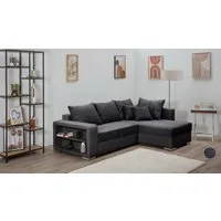 COLLECTION AB Ecksofa John L-Form, B: 226 cm, Bettfunktion, Bettkasten, Regalelement & 2 Zierkissen