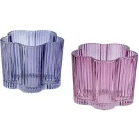 Levandeo® Teelichthalter, 2er Set Teelichthalter Blumenform Lila Rosa Kerzenhalter Blume