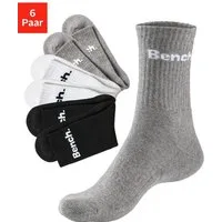 Bench. Tennissocken Damen Herren Sportsocken, Crew Socken (Packung, 6-Paar, Gr. 35-38 bis 47-48) mit Fuß Polsterung