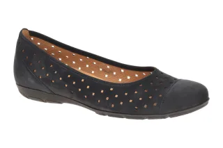 Gabor Damen Ballerinas 84.169.16 nightblue Nubuck Slipper Gummisohle