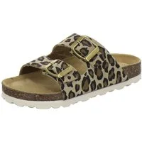 AFS-Schuhe 110098 Zweischnaller Pantolette für Mädchen aus Leder im Leo-Design